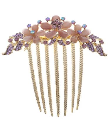 DOITOOL Opal Comb Womens Hair Clips Combs for Women Hair Barrettes for Women Hair Comb for Women Hair Comb Clips for Women Fine Tooth Alloy Back of Head French Purple Bride