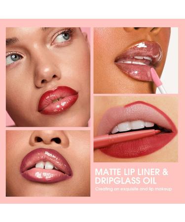  Pruojhw Lip pencil set lip liner | Lip gloss for women | Moisturizing lipstick oil long-lasting lipliner pencil and travel lip gloss - Buy Online on GoSupps.com