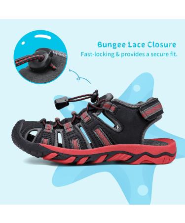 DREAM PAIRS Unisex Kids 160912-k Sports Sandals | 32 EU Black Grey Red - Comfortable & Stylish Sandals for Active Kids - Buy Online on GoSupps.com