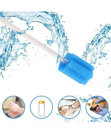 Voarge 100 Mouth Care Sticks - Disposable Oral Hygiene Sponges for Clean Mouths | Cotton Sponge Mouthpieces - Blue - Buy Online on GoSupps.com