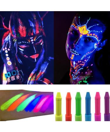 6 Glow in The Dark Face Paint Crayons for Halloween Parties - Non-Toxic UV Body Painting Kit - Buy Online on GoSupps.com