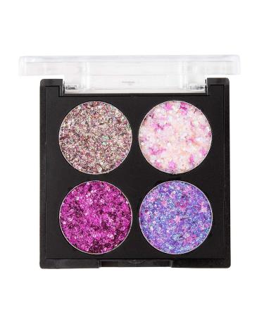 AKARY 4-Colors Glitter Eyeshadow Palette Ultra Pigmented Makeup Eyeshadow Powder with 3D Finish Long Lasting & Waterproof Mini Colorful Eyeshadow Palettes for Eye Makeup (03#)
