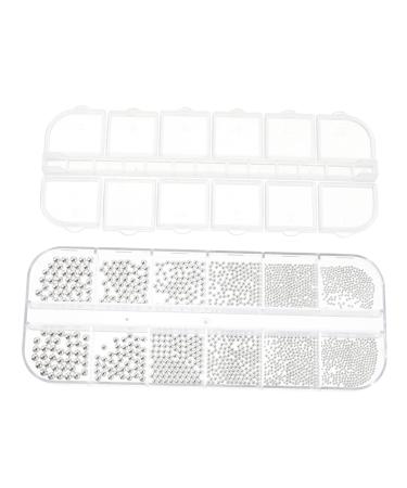 Healeved 1 Box Nail Drill Metal Nail Tips Manicure Jewelry Accessories for Appliques Embellishments Manicure Decorations Nail Art Accessories Nail Charm Steel Ball 3d Mini 13X5X1cm Silver