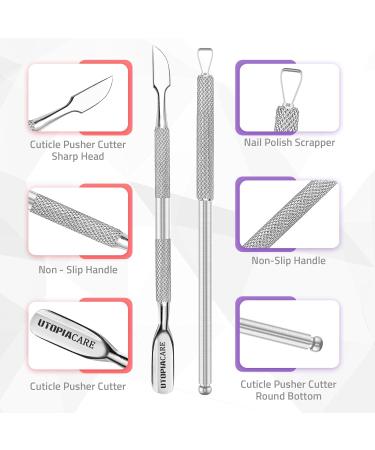 Utopia Care Cuticle Trimmer Set - Professional Nail & Pedicure Kit with Sharp Cuticle Nippers & Pusher Tool (Silver) - International Shipping Available - Buy Online on GoSupps.com