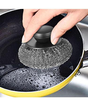Stainless Steel Scrubber - Stainless Steel Scrubber Dish Brush Portable Metal Scrubber Pot Scrubbers for Iron Pots Barbecue Grills Black - Buy Online on GoSupps.com