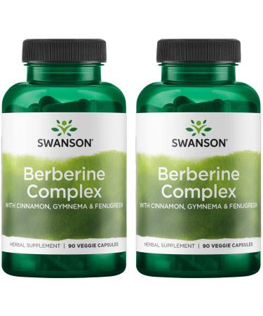 Swanson Berberine Complex with Cinnamon Gymnema & Fenugreek - Herbal Supplement - (90 Veggie Capsules) 2 Pack