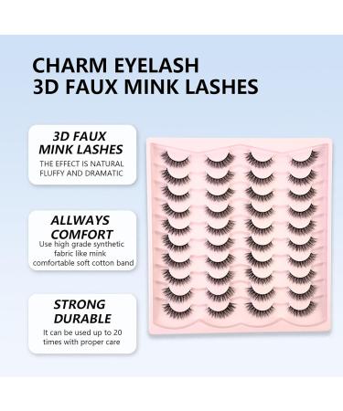 Reusable-Russian Strip Fake Eyelashes(20 Pairs) False Eyelashes Handmade 3D Effect + Soft Curl Multi-Layer Cross for Parties Shows Pink - Buy Online on GoSupps.com