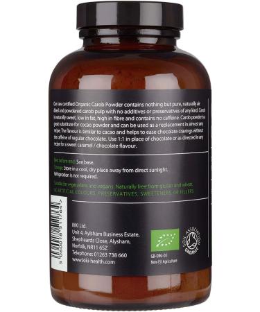 KIKI Health Organic RAW Carob Powder | Non GMO Gluten-Free Vegan Powder | Antioxidant Rich Superfood Perfect Chocolate Flavour Powder to Support Digestion | Antioxidant | Caffeine-Free - 185g - Buy Online on GoSupps.com