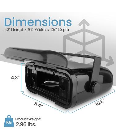 Pyle PLMRCB3 Black Universal Marine Stereo Cover - Water Resistant Boat Radio Protector Shield with Flip-Up Door, Neoprene Gasket - Compatible with Dual Shaft & DIN Style Stereos - Buy Online on GoSupps.com