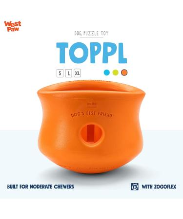 West Paw Zogoflex Toppl Dog Toy Puzzle - Interactive K9 Toy for Moderate Chewers - XL Tangerine - Holds Treats & Dry Food - Buy Online on GoSupps.com