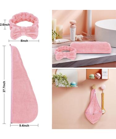 ACKSONSE HAARTURBAN 3-Piece Quick-Drying Microfiber Turban Towel Set for Women - Pink Hair Towels with Button & Headband - Buy Online on GoSupps.com
