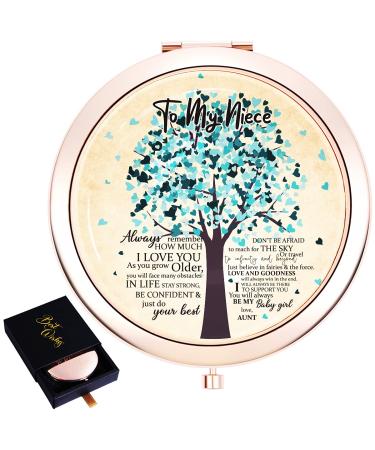 Wailozco Niece Mirror Gifts for Niece  Personalized Niece Quote Rose Gold Compact Mirror Gifts for Niece from Mom  Unique Meaningful Niece Graduation Birthday I Love You