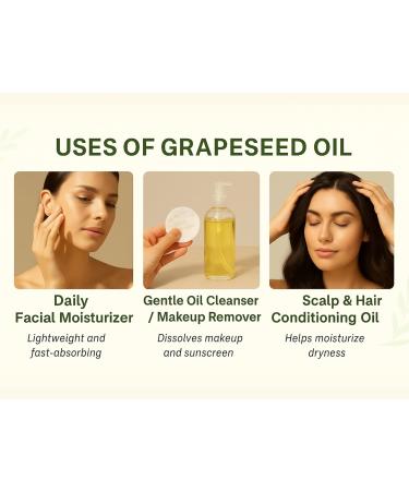 Mayan's Secret GRAPESEED OIL ANTI-AGING MOISTURIZER - Facial Cleanser | Unrefined Cold Pressed | Essential to Reduce Skin Wrinkles and Stretch Marks | Dandruff Remover - Buy Online on GoSupps.com