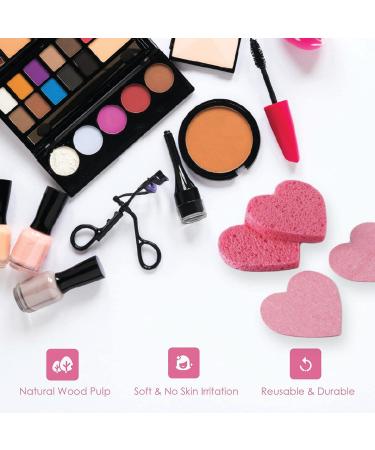 60-Count Cellulose Facial Sponges for Cleansing & Exfoliation | Natural Spa Sponges for Makeup Removal | Heart Shape Reusable Sponges - Buy Online on GoSupps.com