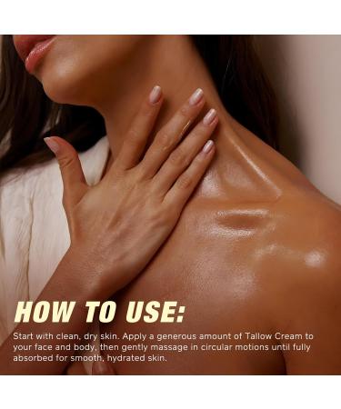 Yecuce Beef Tallow for Skin with Castor Oil and Frankincense 4.2 oz Grass-Fed Tallow Cream Face & Body Moisturizer for Dry Skin - Buy Online on GoSupps.com