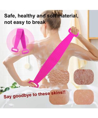 Silicone Back Cleaning Brush | Soft Massage & Exfoliating Brush for Shower | Shower Gel Body Brush - Pink (30 inch) - Buy Online on GoSupps.com