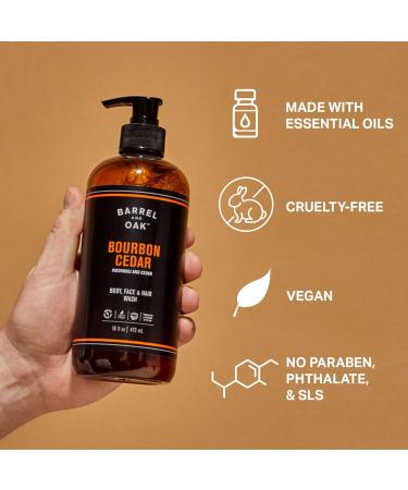 Barrel & Oak All-in-One Wash for Face Hair & Body Vegan & Hydrating Face Shampoo and Body Wash for Men Grooming Kit Gifts for Men Bourbon Cedar 16 oz Bourbon Cedar 16 Fl Oz (Pack of 1) - Buy Online on GoSupps.com