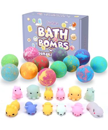 Bath Bombs for Kids with Toys Inside for Girls Boys - Lisotera 12Pcs Bulk Large Size Gift Set for Women Kids Safe Bubble Bath Fizzies Spa Fizz Balls Kit (Package May Vary)