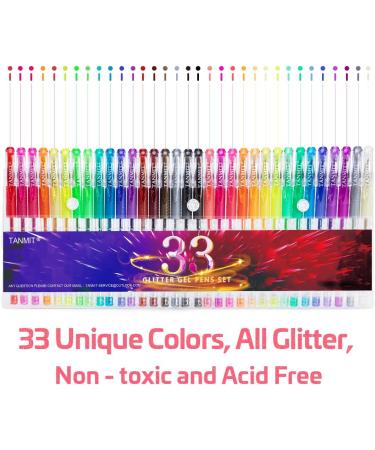 TANMIT Glitter Gel Pens - 33 Colors Set for Adult Coloring Books & Drawing - Buy Online on GoSupps.com
