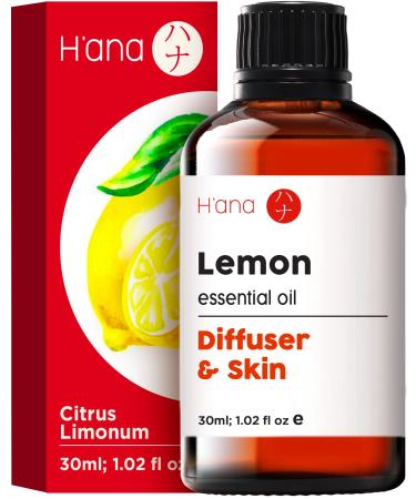 H'ana Lemon Essential Oil for Diffuser - 100% Pure Therapeutic Grade Essential Oil Lemon Oil for Skin - Lemon Essential Oil for Cleaning - Lemon Oil Essential Oil for Aromatherapy (30ml)