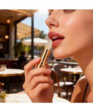 Color-Changing Lipstick for Women | 3.5g Glossy Tinted Plumping Lip Balm Non-Greasy Moisturizing Lip Balm with Gold Leaf for Women Makeup Beauty Skincare Dry Skin Winter Night Date - Buy Online on GoSupps.com