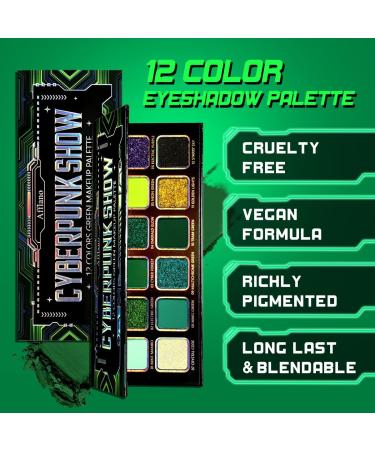  DE'LANCI DE'LANCI Green Eyeshadow Palette Blue Green Makeup Palette with Multichrome Glitter and Matte Finishes 12 Vibrant Colors Holographic Yellow Violet Highly Pigmented - Buy Online on GoSupps.com