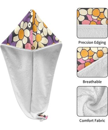 Cartoon Colorful Flower Hair Towel 2 Pack - Super Absorbent Quick Dry Turbans for Women & Girls - Buy Online on GoSupps.com