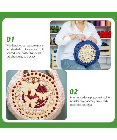 Favomoto 2Pcs Natural Wooden Butterfly Circle Crochet Basket Bottom - DIY Knitting Weaving Board for Bag Shaper - Buy Online on GoSupps.com