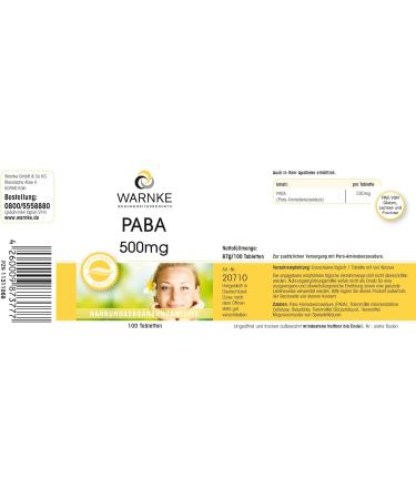 PABA 500mg - Pure Para-Aminobenzoic Acid - Vegan - 100 Tablets for Optimal Health | International Shipping Available - Buy Online on GoSupps.com