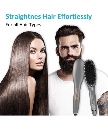 Ionic Hair Straightener Brush - Enhanced 8 Heat Levels for Silky Hair Fast Heating Anti-Scald & Safe Portable Brush - Buy Internationally - Buy Online on GoSupps.com