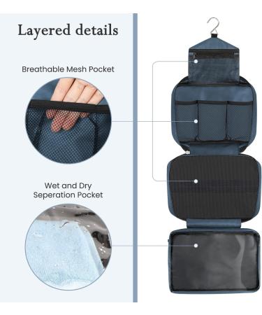 Maliton Foldable Hanging Toiletry Bag - Large Travel Wash Bag for Men & Women - Waterproof, 4 Compartments - Ideal for Business Trips & Vacations - Navy Blue - Buy Online on GoSupps.com