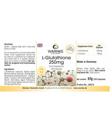 L-Glutathione 250mg - 100 capsules | Herba Direkt - Quality from German pharmacies - Buy Online on GoSupps.com