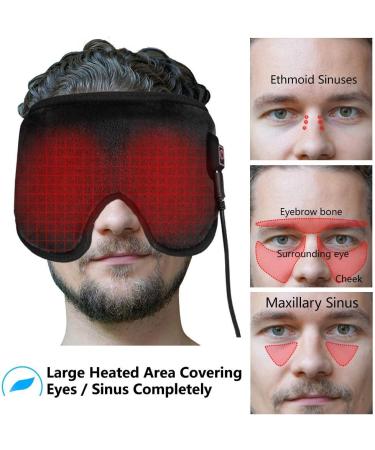 Creatrill X-Large Heated Eye/Sinus Mask - USB Heating Pad for Pain Relief & Relaxation (Black) - Buy Online on GoSupps.com