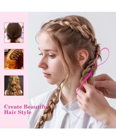 Sularpek 3pcs Topsy Tail Hair Tool Set - Pink Looping Hair Styling Kit with Comb - Ideal for French Braids & Creative Hairstyles - Buy Online on GoSupps.com