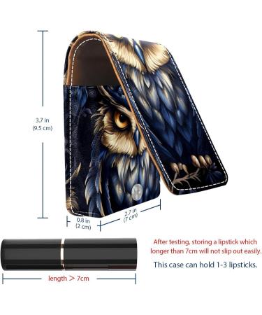 Travel Lipstick Organizer Case | Portable Makeup Bag with Mirror | Colorful Animal Owl & Plant Leaf Design - Buy Online on GoSupps.com