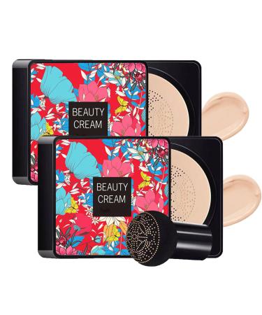 Consecutive Beauty Cream 2024 New Air Cushion CC Cream Foundation BB Cream Face Make Up Long-Lasting Matte Waterproof Moisturizing Concealer Beauty (Ivory White+Ivory White)