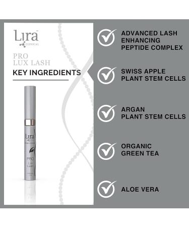 Lira Clinical Pro Lux Lash Eyelash Growth Serum - Plant Stem Cells for Longer Thicker Lashes - Non-Prostaglandin & Paraben-Free - 0.17 oz - Buy Online on GoSupps.com