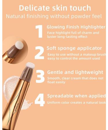 Shimmering Highlighter Beauty Wand with Cushion Applicator - Pearl White | Lightweight Waterproof Makeup Stick for Face & Body - Illuminator Pen for Women & Girls - Buy Online on GoSupps.com