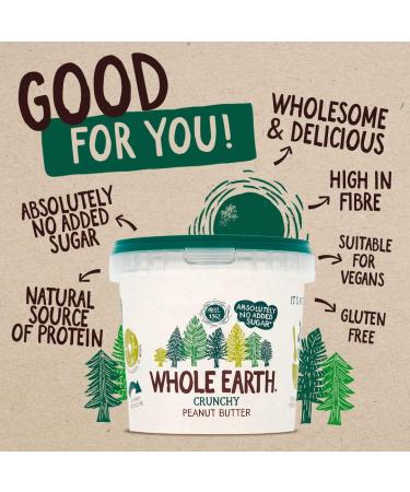 Whole Earth Crunchy Peanut Butter | Original Nut Spread Made with All Natural Ingredients | No Added Sugar Gluten Free Vegetarian & Vegan Friendly Catering (1 x 1 kg Tub) Crunchy 1.00 kg (Pack of 1) - Buy Online on GoSupps.com