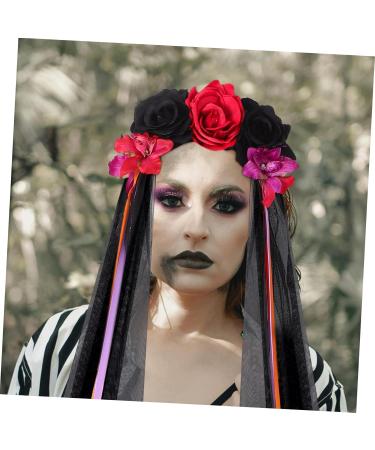 FOMIYES Halloween Headdress Halloween Party Headband Day of The Dead Flower Headband Halloween Veil Headband Halloween Rose Flower Crown Day of The Dead Flower Headpiece Hair Hoops Ribbon 100.00X21.00X5.00CM Multi - Buy Online on GoSupps.com