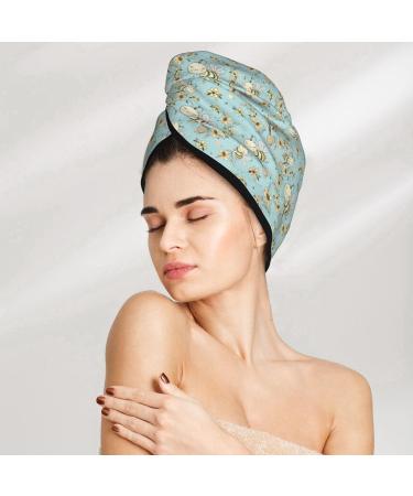 Hair Towel Wrap - Quick-Dry Towel Turban with Button | Cute Honeybees Design for Effortless Hair Drying - Buy Online on GoSupps.com