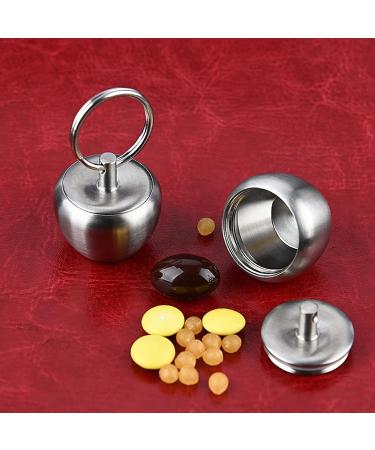 Stainless Steel Apple Shaped Pill Case - Portable Metal Medicine Box Keychain Holder for Travel & Outdoor Use - Buy Online on GoSupps.com