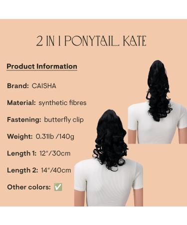 CAISHA 2 in 1 Hair Part Extensions - 30cm & 40cm Wavy Black with Butterfly Bracket - Voluminous Braid & Horse-Wearing Style - Buy Online on GoSupps.com