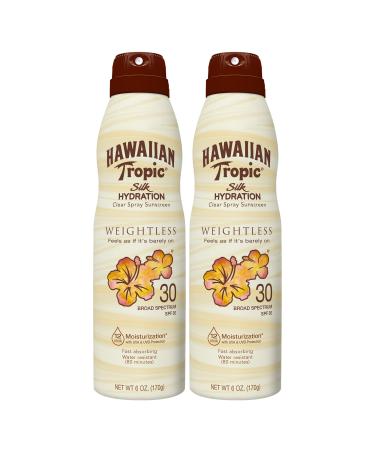 Hawaiian Tropic Silk Hydration Weightless Sunscreen Spray, SPF 30, 6oz - Twin Pack Spray - SPF 30