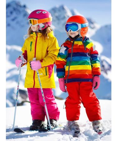 Kids Winter Waterproof Ski Gloves 2 Pairs for Cold Weather - Purple Red - 3-6 Years - Buy Online on GoSupps.com