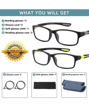 Wide Reading Glasses for Men - Blue Light Blocking Large Sports Cheaters Stylish Oversized +1.75 - Unbreakable & Lightweight Designer Frames - Buy Online on GoSupps.com
