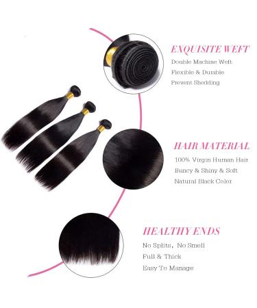12 Inch Brazilian Virgin Human Hair Bundles - Natural Black (Pack of 3) - Buy Online on GoSupps.com
