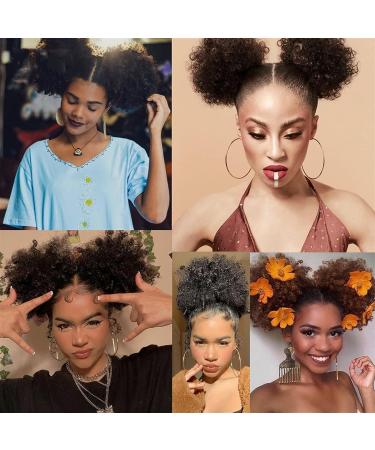 JHZHONG Afro Puff Drawstring Ponytail for Black Women Short Kinky Curly Afro Ponytail Synthetic Hair Afro Bun Drawstring Ponytail for Women Dark brown/T30(small size(Pack of 2) small size(Pack of 2) Dark brown/T30 - Buy Online on GoSupps.com