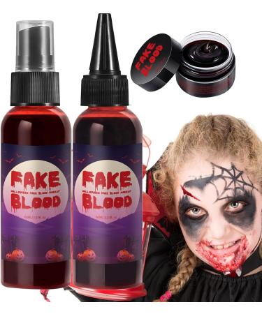  Fellflying Halloween Fake Blood Makeup Kit Curd Blood Gel + Artificial Blood Spray + Fresh Blood Drops Washable Realistic Kit with Special Effects Cosplay Accessories - Buy Online on GoSupps.com