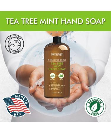 First Botany Tea Tree Mint Hand Soap - Natural Liquid Hand Soap with Peppermint, Jojoba & Coconut Oil - 16 oz - Buy Online on GoSupps.com